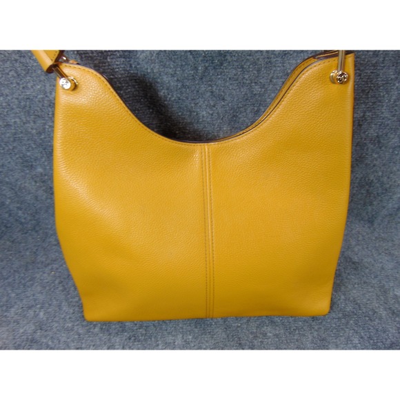Michael Kors Voyager Hobo Mustard Yellow Suede Leather Shoulder Bag - Picture 4 of 16